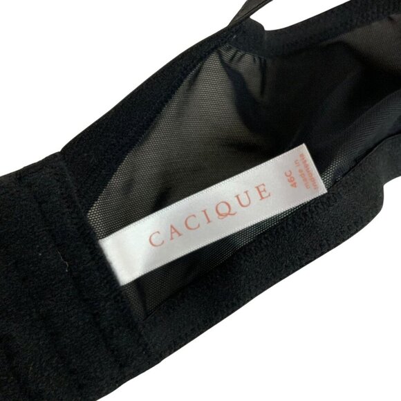 Cacique Modern Collection Lightly Lined Lace Balconette Bra Black Size 46C - Picture 4 of 6